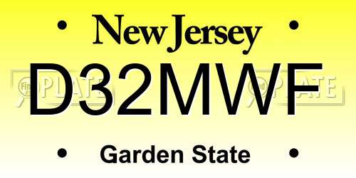 D32MWF New Jersey License Plate