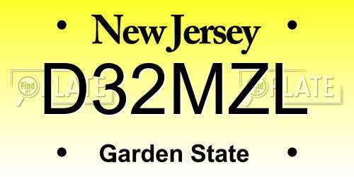 D32MZL New Jersey License Plate