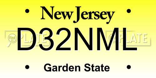 D32NML New Jersey License Plate