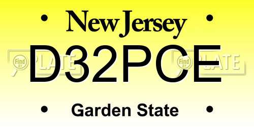 D32PCE New Jersey License Plate