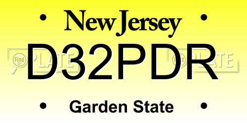D32PDR New Jersey License Plate