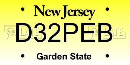D32PEB New Jersey License Plate