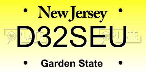 D32SEU New Jersey License Plate