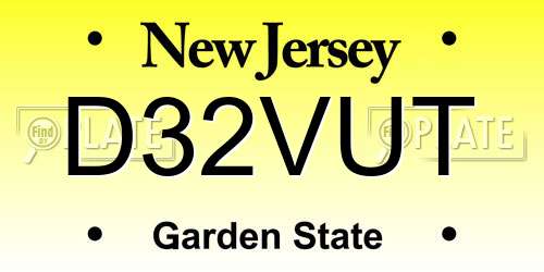 D32VUT New Jersey License Plate