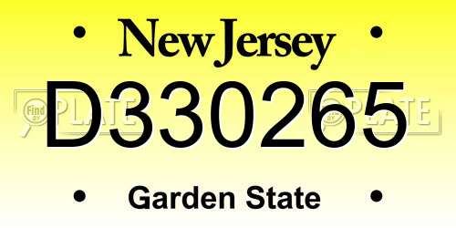 D330265 New Jersey License Plate