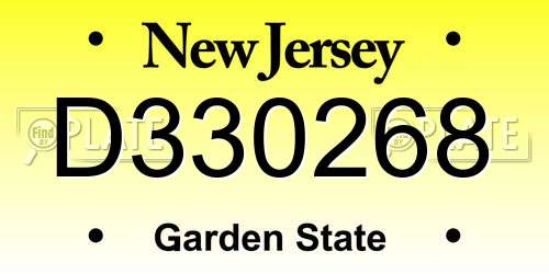 D330268 New Jersey License Plate