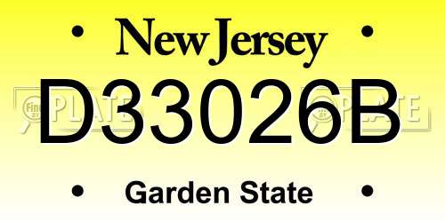 D33026B New Jersey License Plate