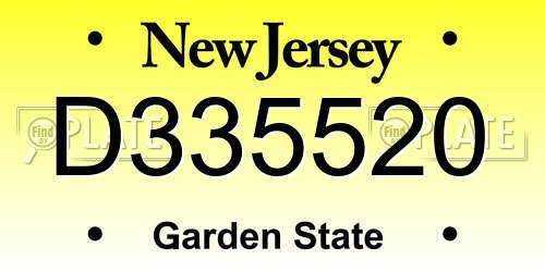 D335520 New Jersey License Plate