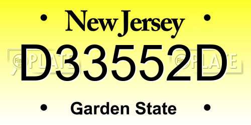 D33552D New Jersey License Plate