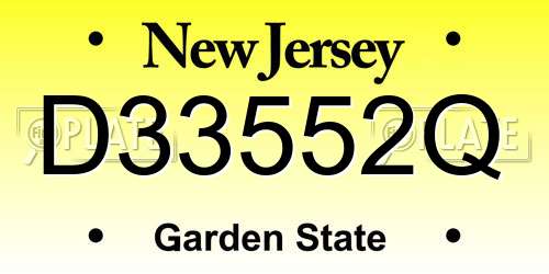 D33552Q New Jersey License Plate
