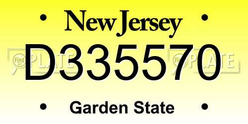 D335570 New Jersey License Plate