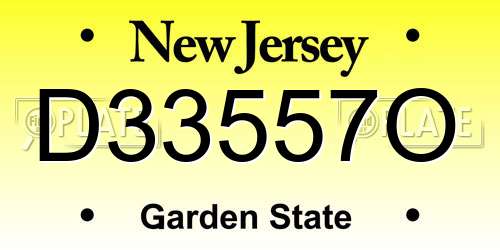 D33557O New Jersey License Plate