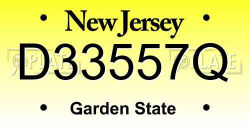 D33557Q New Jersey License Plate