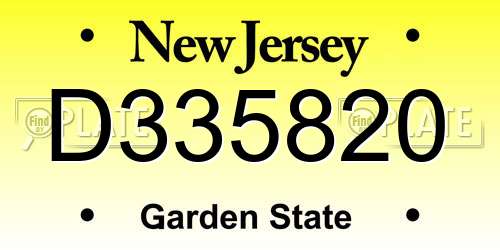 D335820 New Jersey License Plate
