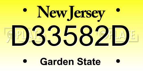 D33582D New Jersey License Plate