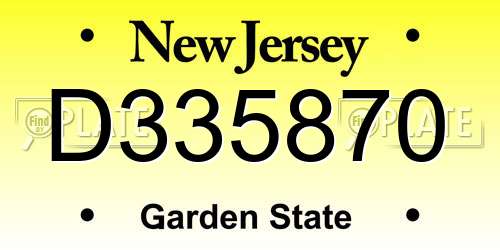 D335870 New Jersey License Plate