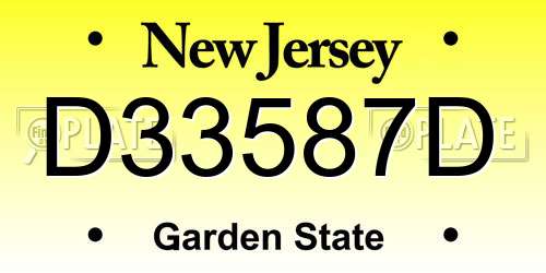 D33587D New Jersey License Plate