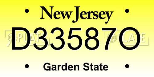 D33587O New Jersey License Plate