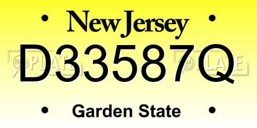 D33587Q New Jersey License Plate