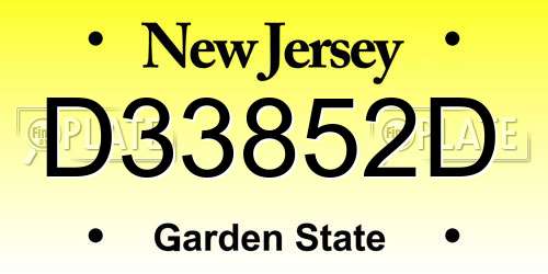 D33852D New Jersey License Plate