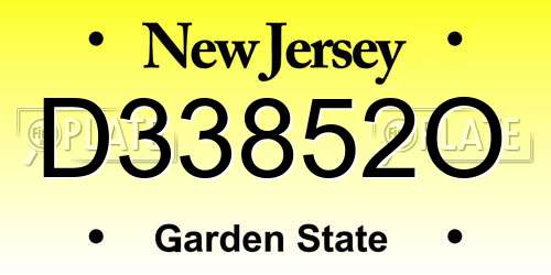 D33852O New Jersey License Plate
