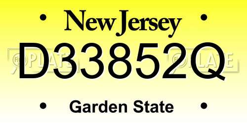 D33852Q New Jersey License Plate
