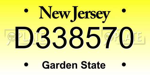 D338570 New Jersey License Plate