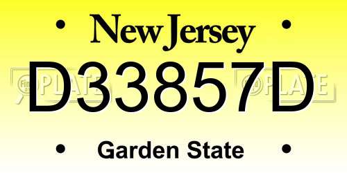D33857D New Jersey License Plate