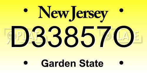 D33857O New Jersey License Plate
