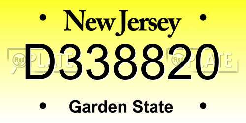 D338820 New Jersey License Plate