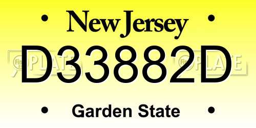 D33882D New Jersey License Plate