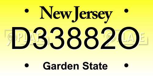 D33882O New Jersey License Plate