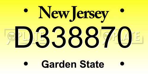 D338870 New Jersey License Plate