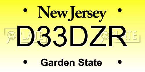 D33DZR New Jersey License Plate