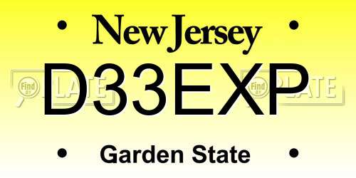 D33EXP New Jersey License Plate