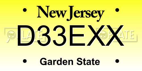 D33EXX New Jersey License Plate