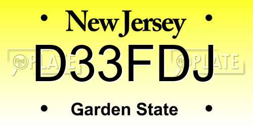 D33FDJ New Jersey License Plate