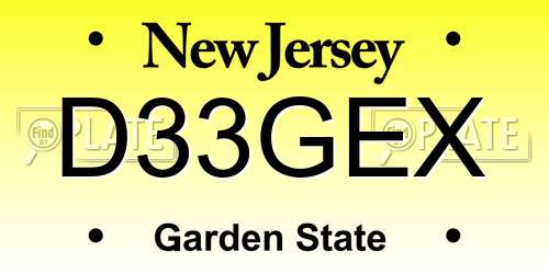 D33GEX New Jersey License Plate