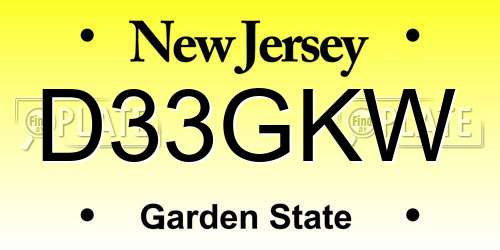 D33GKW New Jersey License Plate