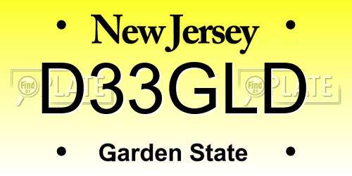 D33GLD New Jersey License Plate