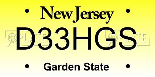 D33HGS New Jersey License Plate