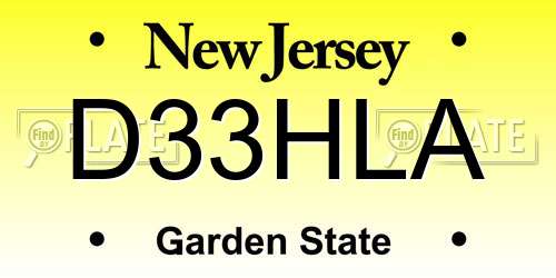D33HLA New Jersey License Plate