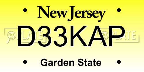D33KAP New Jersey License Plate