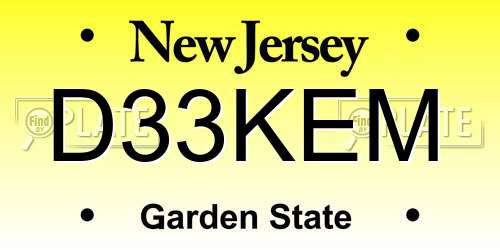 D33KEM New Jersey License Plate