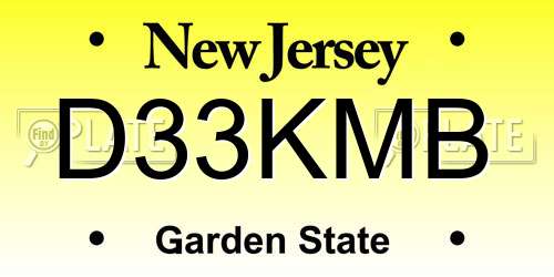 D33KMB New Jersey License Plate
