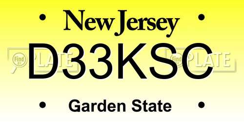D33KSC New Jersey License Plate