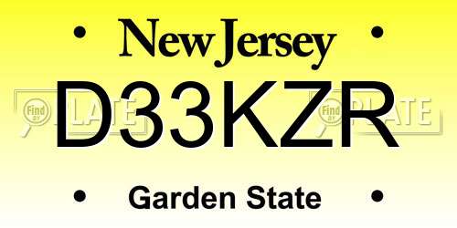 D33KZR New Jersey License Plate