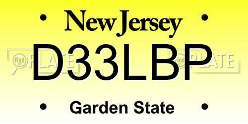 D33LBP New Jersey License Plate