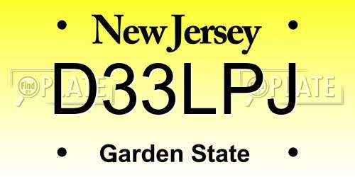 D33LPJ New Jersey License Plate