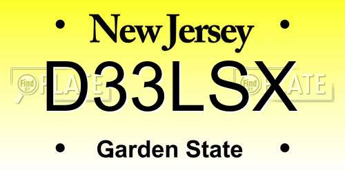 D33LSX New Jersey License Plate